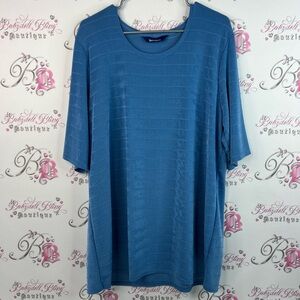 Penningtons shirt striped ribbed shiny Blue Short Sleeve Tee top tshirt tee